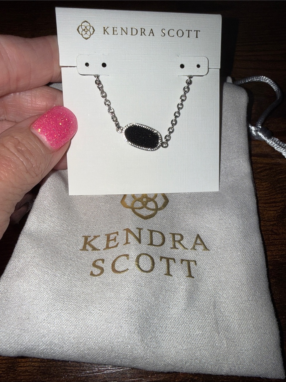 Kendra Scott Silver Bracelet with Black Druzy Oval